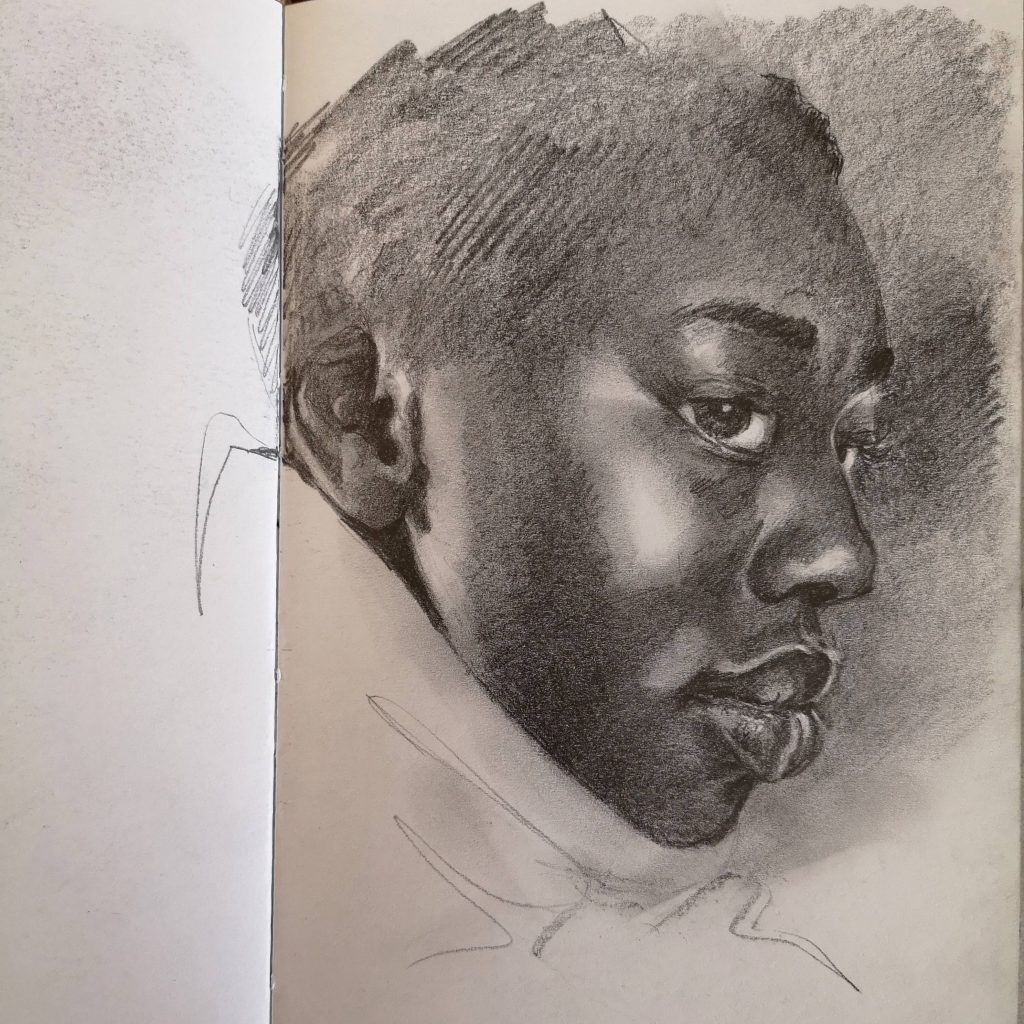 Portrait of a lady, pencil, 15x12 cm
