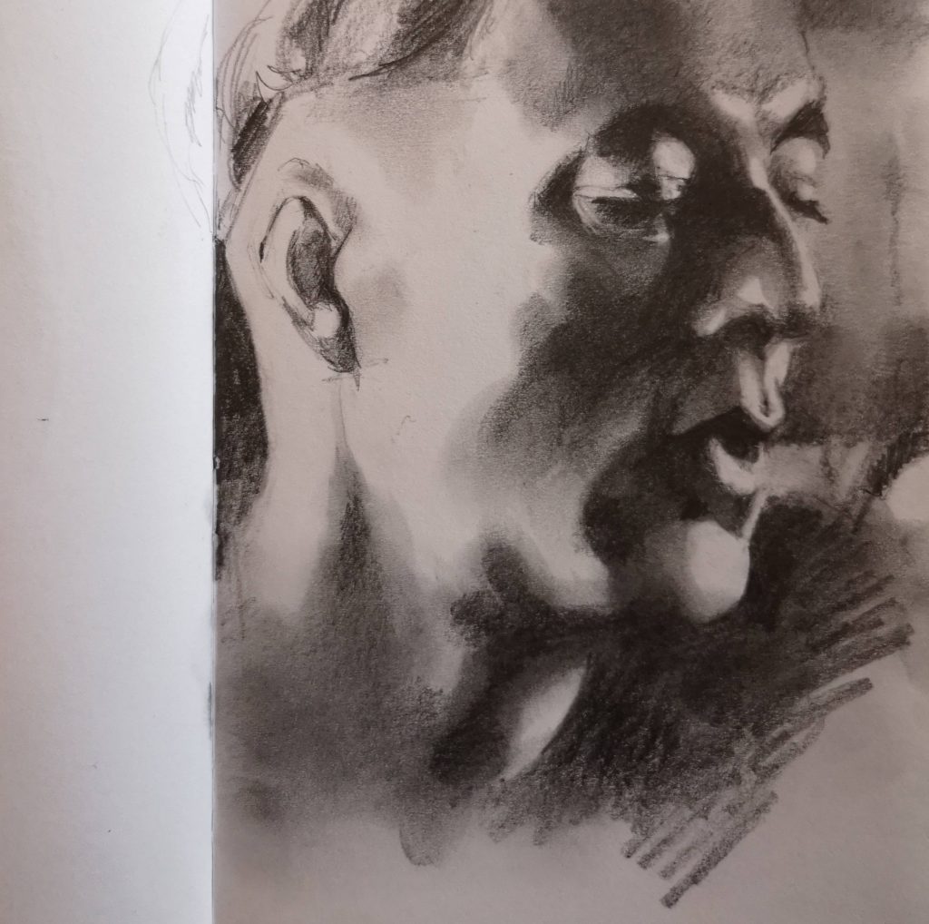 Portrait of a man, pencil, 15x15 cm